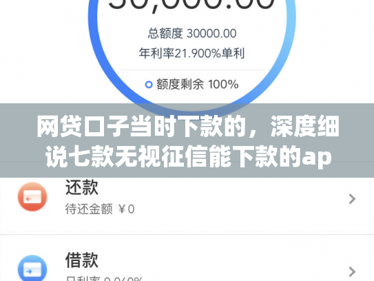 网贷口子当时下款的，深度细说七款无视征信能下款的app