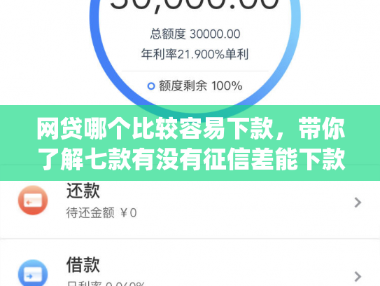 网贷哪个比较容易下款，带你了解七款有没有征信差能下款的app