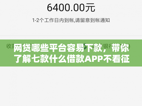 网贷哪些平台容易下款，带你了解七款什么借款APP不看征信秒下款