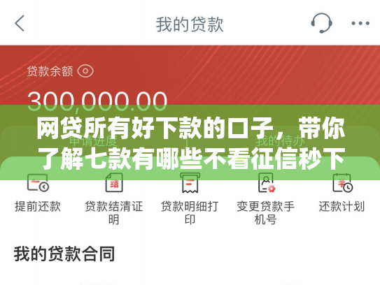 网贷所有好下款的口子，带你了解七款有哪些不看征信秒下款的app
