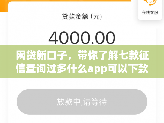网贷新口子，带你了解七款征信查询过多什么app可以下款