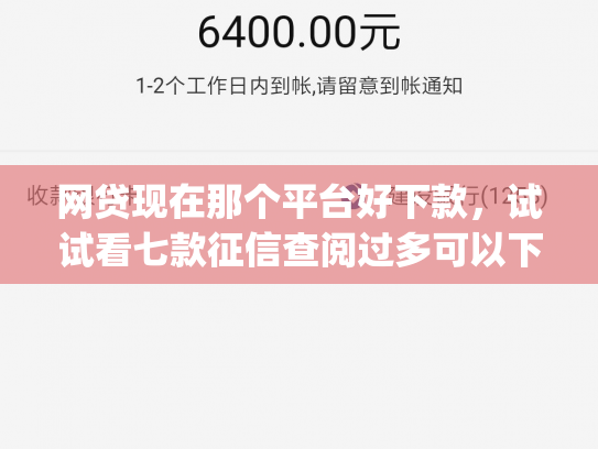 网贷现在那个平台好下款，试试看七款征信查阅过多可以下款的app