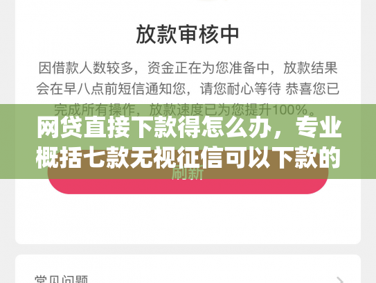 网贷直接下款得怎么办，专业概括七款无视征信可以下款的App贷款