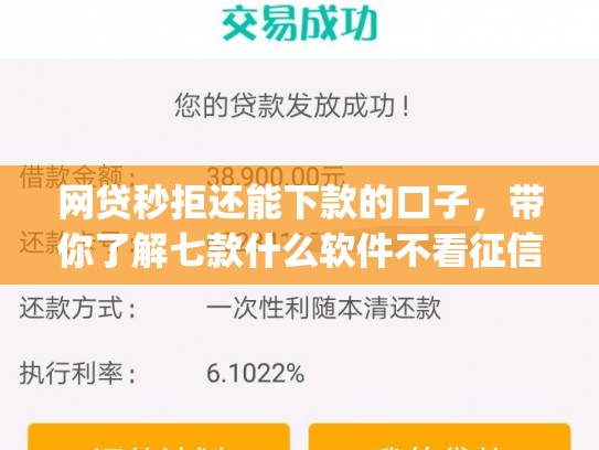 网贷秒拒还能下款的口子，带你了解七款什么软件不看征信秒下款app