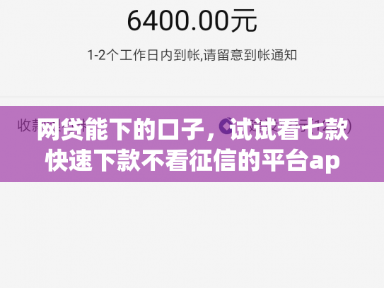 网贷能下的口子，试试看七款快速下款不看征信的平台app