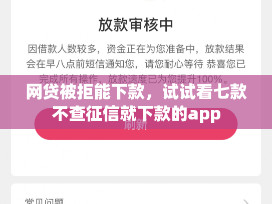 网贷被拒能下款，试试看七款不查征信就下款的app