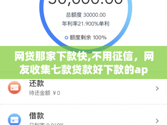 网贷那家下款快,不用征信，网友收集七款贷款好下款的app征信不好