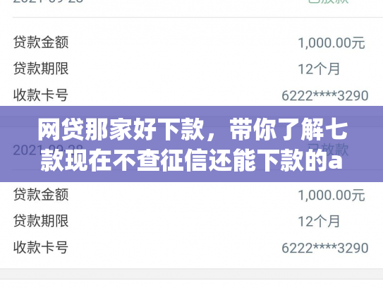 网贷那家好下款，带你了解七款现在不查征信还能下款的app