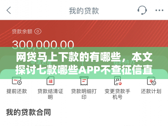 网贷马上下款的有哪些，本文探讨七款哪些APP不查征信直接下款
