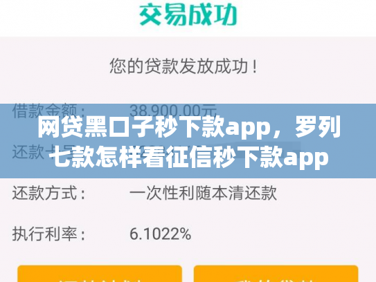 网贷黑口子秒下款app，罗列七款怎样看征信秒下款app