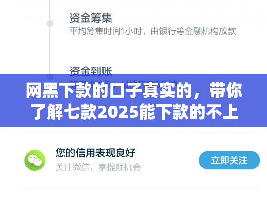网黑下款的口子真实的，带你了解七款2025能下款的不上征信的app