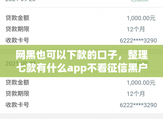 网黑也可以下款的口子，整理七款有什么app不看征信黑户秒下款的