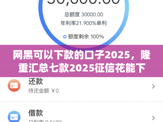 网黑可以下款的口子2025，隆重汇总七款2025征信花能下款的分期app