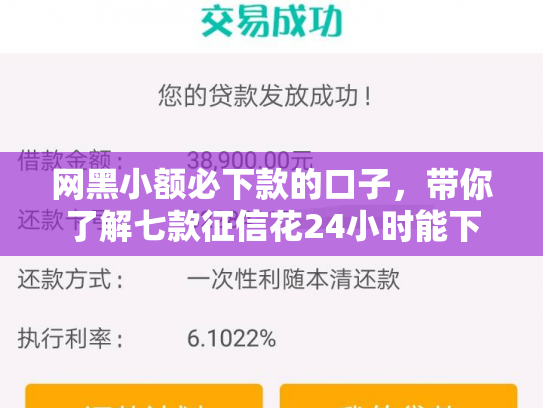 网黑小额必下款的口子，带你了解七款征信花24小时能下款的APP