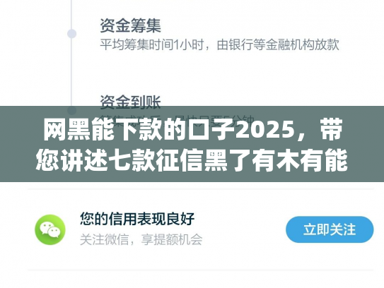 网黑能下款的口子2025，带您讲述七款征信黑了有木有能下款的app