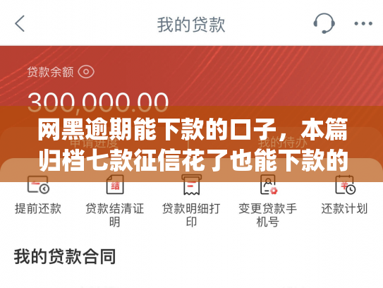 网黑逾期能下款的口子，本篇归档七款征信花了也能下款的网贷app