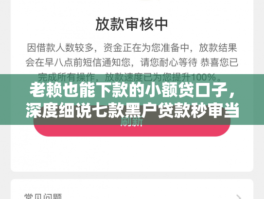 老赖也能下款的小额贷口子，深度细说七款黑户贷款秒审当场下款