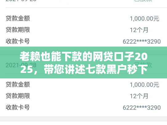 老赖也能下款的网贷口子2025，带您讲述七款黑户秒下款的贷款有哪些