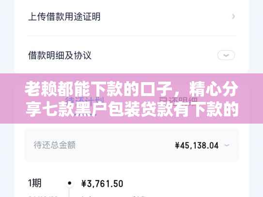 老赖都能下款的口子，精心分享七款黑户包装贷款有下款的吗