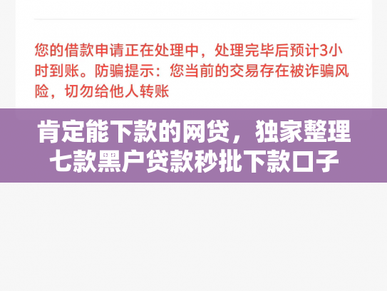 肯定能下款的网贷，独家整理七款黑户贷款秒批下款口子