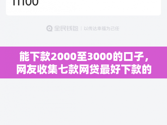 能下款2000至3000的口子，网友收集七款网贷最好下款的平台不看征信吗