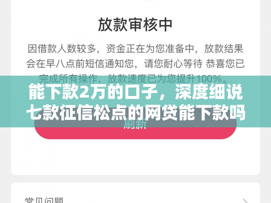 能下款2万的口子，深度细说七款征信松点的网贷能下款吗