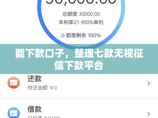 能下款口子，整理七款无视征信下款平台