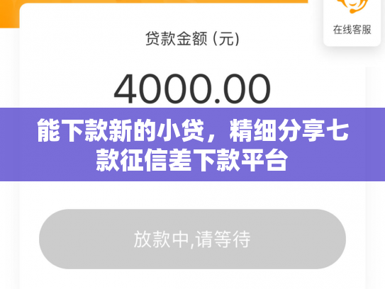 能下款新的小贷，精细分享七款征信差下款平台