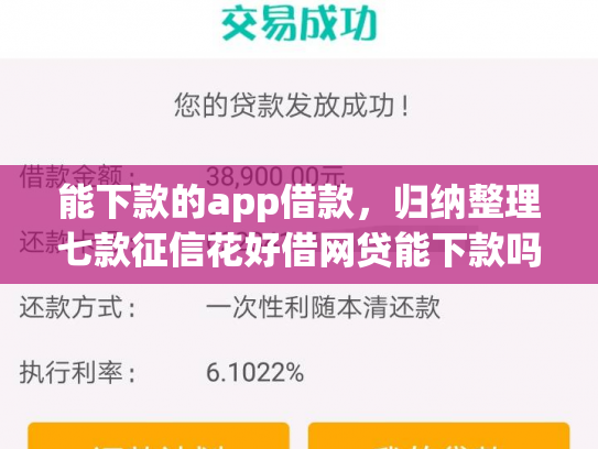 能下款的app借款，归纳整理七款征信花好借网贷能下款吗