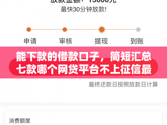 能下款的借款口子，简短汇总七款哪个网贷平台不上征信最好下款