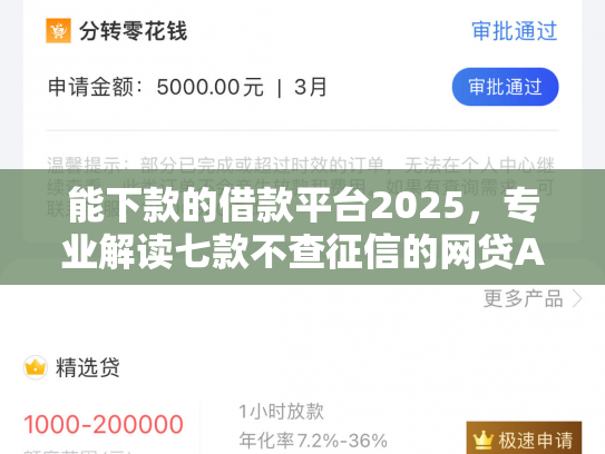 能下款的借款平台2025，专业解读七款不查征信的网贷APP能下款的