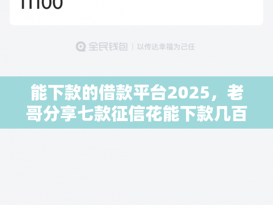 能下款的借款平台2025，老哥分享七款征信花能下款几百的网贷