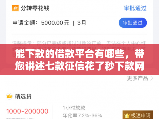 能下款的借款平台有哪些，带您讲述七款征信花了秒下款网贷能通过吗