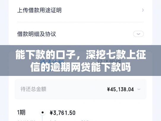 能下款的口子，深挖七款上征信的逾期网贷能下款吗