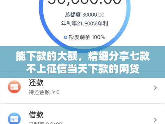 能下款的大额，精细分享七款不上征信当天下款的网贷