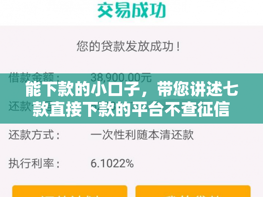 能下款的小口子，带您讲述七款直接下款的平台不查征信