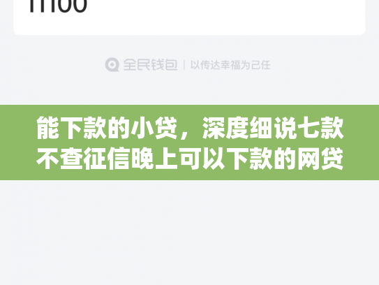 能下款的小贷，深度细说七款不查征信晚上可以下款的网贷app