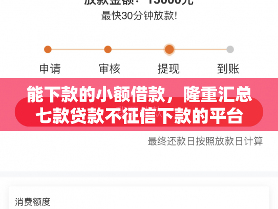 能下款的小额借款，隆重汇总七款贷款不征信下款的平台