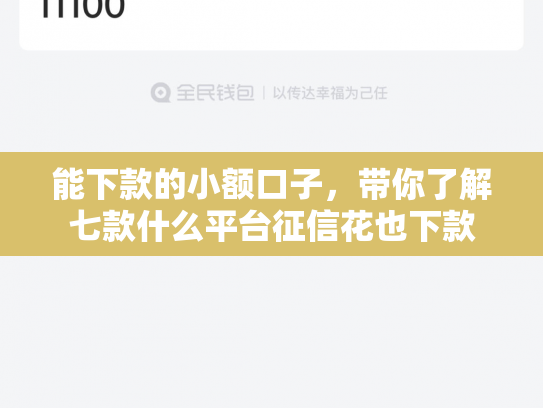 能下款的小额口子，带你了解七款什么平台征信花也下款