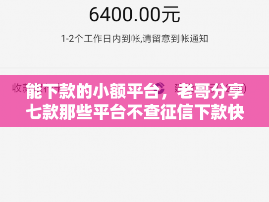 能下款的小额平台，老哥分享七款那些平台不查征信下款快