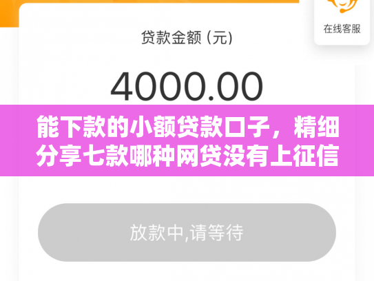 能下款的小额贷款口子，精细分享七款哪种网贷没有上征信的可以下款