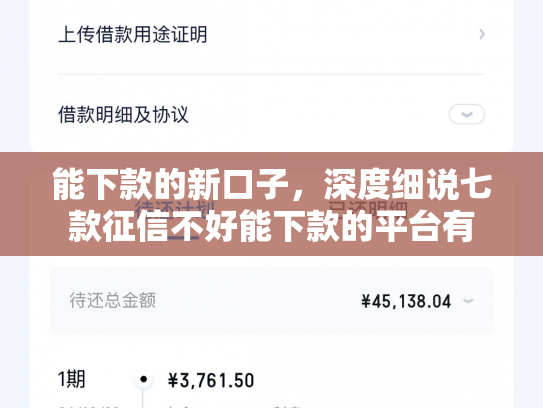能下款的新口子，深度细说七款征信不好能下款的平台有
