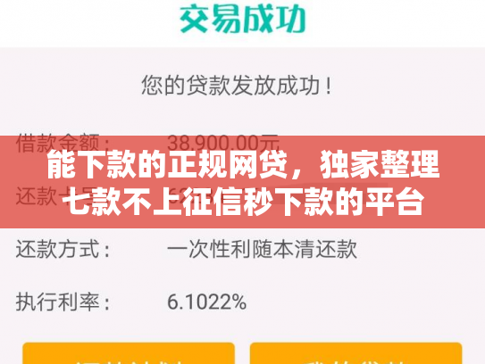 能下款的正规网贷，独家整理七款不上征信秒下款的平台