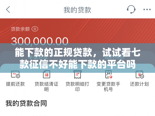 能下款的正规贷款，试试看七款征信不好能下款的平台吗