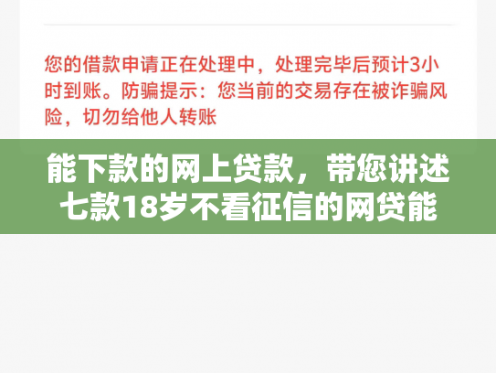 能下款的网上贷款，带您讲述七款18岁不看征信的网贷能下款吗