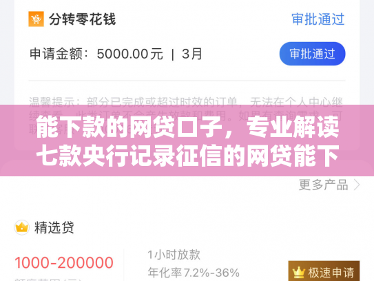 能下款的网贷口子，专业解读七款央行记录征信的网贷能下款吗