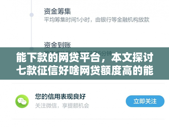 能下款的网贷平台，本文探讨七款征信好啥网贷额度高的能下款