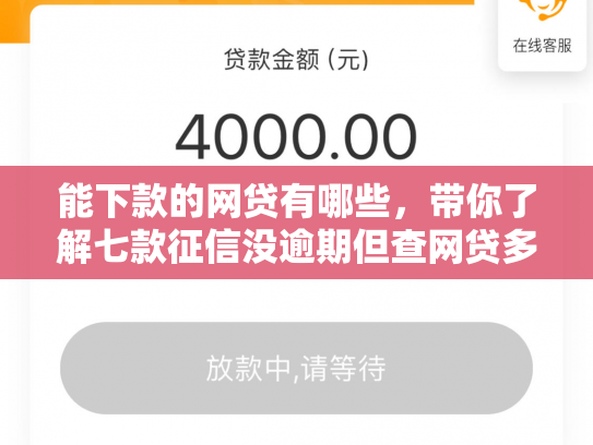 能下款的网贷有哪些，带你了解七款征信没逾期但查网贷多久能下款