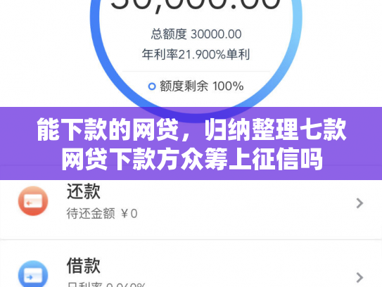 能下款的网贷，归纳整理七款网贷下款方众筹上征信吗