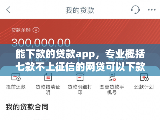 能下款的贷款app，专业概括七款不上征信的网贷可以下款